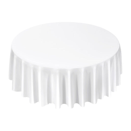 White Round Tablecloths 2 Pack 120in Diameter Polyester Stain Resistant