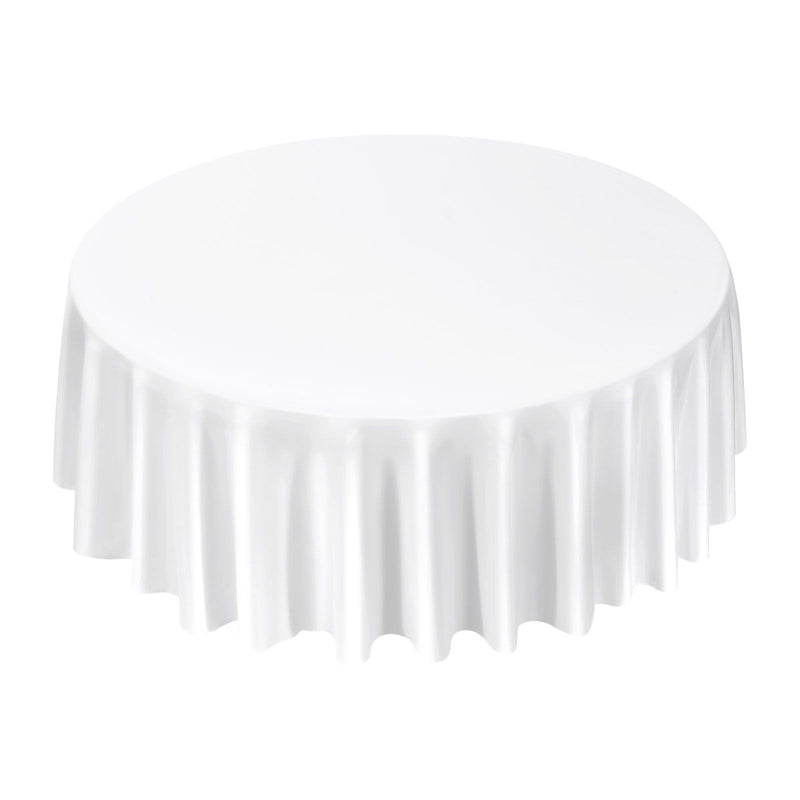 White Round Tablecloths 2 Pack 120in Diameter Polyester Stain Resistant