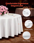 White Round Tablecloths 2 Pack 120in Diameter Polyester Stain Resistant