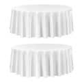 White Round Tablecloths 2 Pack 120in Diameter Polyester Stain Resistant