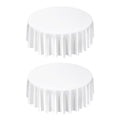 White Round Tablecloths 2 Pack 120in Diameter Polyester Stain Resistant