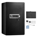 Single Door 4.0 cu.ft Safe Box with Key Lock & Password, Safe Lock Box with Fireproof Bag, Key Rack, LED Light, 2 Shelves, and 1 Cabinet for Money, Documents, Jewelry, and Valuables, Black