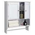 Bathroom Wall Cabinet 2 Door White Medicine Storage Over Toilet