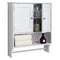Bathroom Wall Cabinet 2 Door White Medicine Storage Over Toilet