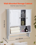 Bathroom Wall Cabinet 2 Door White Medicine Storage Over Toilet