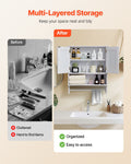 Bathroom Wall Cabinet 2 Door White Medicine Storage Over Toilet