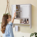 Bathroom Wall Cabinet 2 Door White Medicine Storage Over Toilet