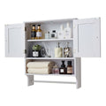Bathroom Wall Cabinet 2 Door White Medicine Storage Over Toilet