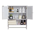 Bathroom Wall Cabinet 2 Door White Medicine Storage Over Toilet