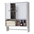 Bathroom Wall Cabinet 2 Door White Medicine Storage Over Toilet