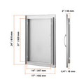BBQ Access Door, 432x610 mm Single Outdoor Kitchen Door, Stainless Steel Flush Mount Door, Wall Vertical Door with Handle, for BBQ Island, Grilling Station, Outside Cabinet