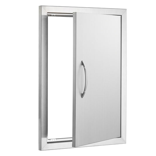 BBQ Access Door, 457x610 mm Single Outdoor Kitchen Door, Stainless Steel Flush Mount Door, Wall Vertical Door with Handle, for BBQ Island, Grilling Station, Outside Cabinet