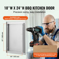 BBQ Access Door, 457x610 mm Single Outdoor Kitchen Door, Stainless Steel Flush Mount Door, Wall Vertical Door with Handle, for BBQ Island, Grilling Station, Outside Cabinet
