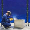Welding Screen 1.74x1.74m Frame Flame-Resistant Blue UV Protection