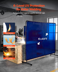 Welding Screen Frame 1.74x2.34m Blue Flame-Resistant UV Protection
