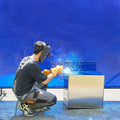 Welding Screen Frame 1.74x2.34m Blue Flame-Resistant UV Protection