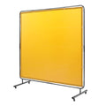 Welding Screen with Frame, 6' x 6' Welding Curtain Screen, Flame-Resistant Vinyl Welding Protection Screen on 4 Swivel Wheel (2 Lockable), Moveable & Professional for Workshop/Industrial, Yellow