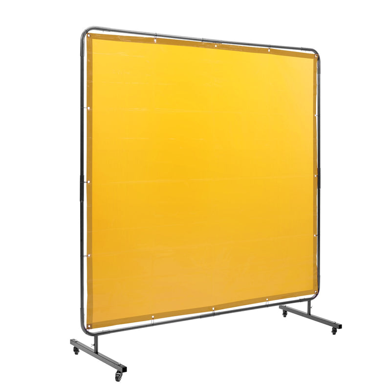 Welding Screen 6x6ft Flame-Resistant Vinyl 4 Swivel Wheels Yellow