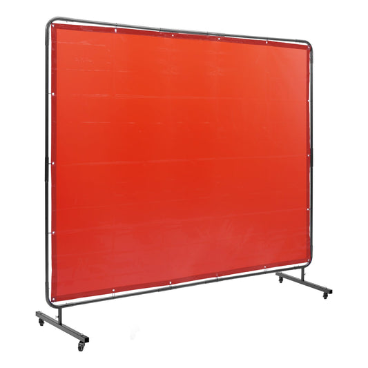 Welding Screen 6x8ft Flame-Resistant Vinyl Red 4 Swivel Wheels