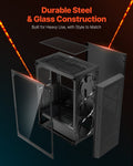 VEVOR Mid-Tower ATX Gaming Case 3x120mm ARGB Fans Black
