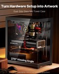 VEVOR PC Gaming Mid-Tower Case ATX 2 Fans Tempered Glass