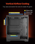 VEVOR PC Gaming Mid-Tower Case ATX 2 Fans Tempered Glass