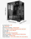 VEVOR PC Gaming Mid-Tower Case ATX 2 Fans Tempered Glass