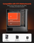 PC Gaming Case Mid-Tower Tempered Glass 4x120mm Fans ATX