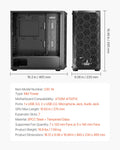 PC Gaming Case Mid-Tower Tempered Glass 4x120mm Fans ATX