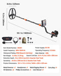 Metal Detector 254mm IP68 Waterproof Gold Professional 5 Modes