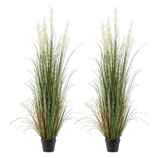 Artificial Grass Plant 2 Pack 1499mm Faux Reed Flower Pot Green