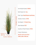 Artificial Grass Plant 2 Pack 1499mm Faux Reed Flower Pot Green