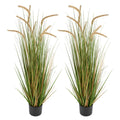 Artificial Grass Plant, 2 Pack 1194mm Horsetail Reed Grass in Pot, Premium PVC Faux Fake Greenery Shrubs Plant for Indoor Outdoor House Home Garden Office Room Décor, Housewarming, Green