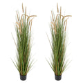 Artificial Grass Plant, 2 Pack 1499mm Horsetail Reed Grass in Pot, Premium PVC Faux Fake Greenery Shrubs Plant for Indoor Outdoor House Home Garden Office Room Décor, Housewarming, Green