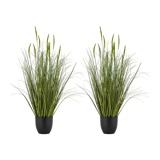 Artificial Grass Plant 2 Pack 889mm Cattail Faux Greenery Pot