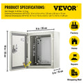 NEMA 4X Steel Enclosure 25x20x15cm IP66 Waterproof Box