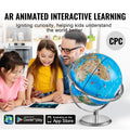Educational Globe for Kids, 254 mm, Interactive AR World Globe with AR Golden Globe APP LED Night Lighting Rotation, STEM Toy Gifts for Kids Compatible with Android or iOS Devices