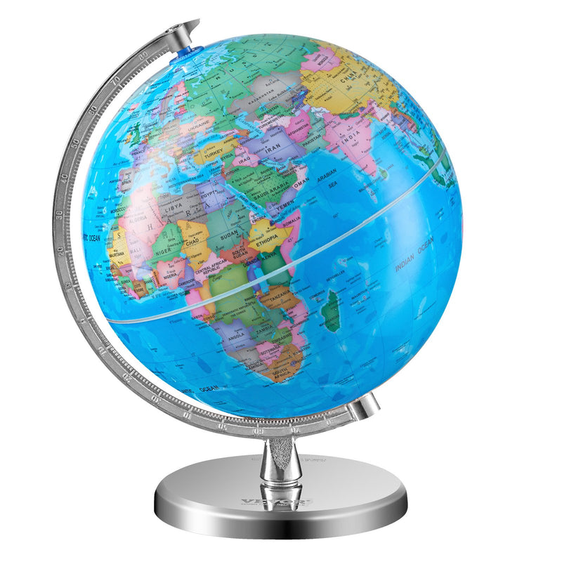 Rotating Globe 203mm Stand Educational Geographic Time Zone ABS