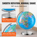 Rotating Globe 203mm Stand Educational Geographic Time Zone ABS