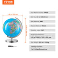 Rotating Globe 203mm Stand Educational Geographic Time Zone ABS