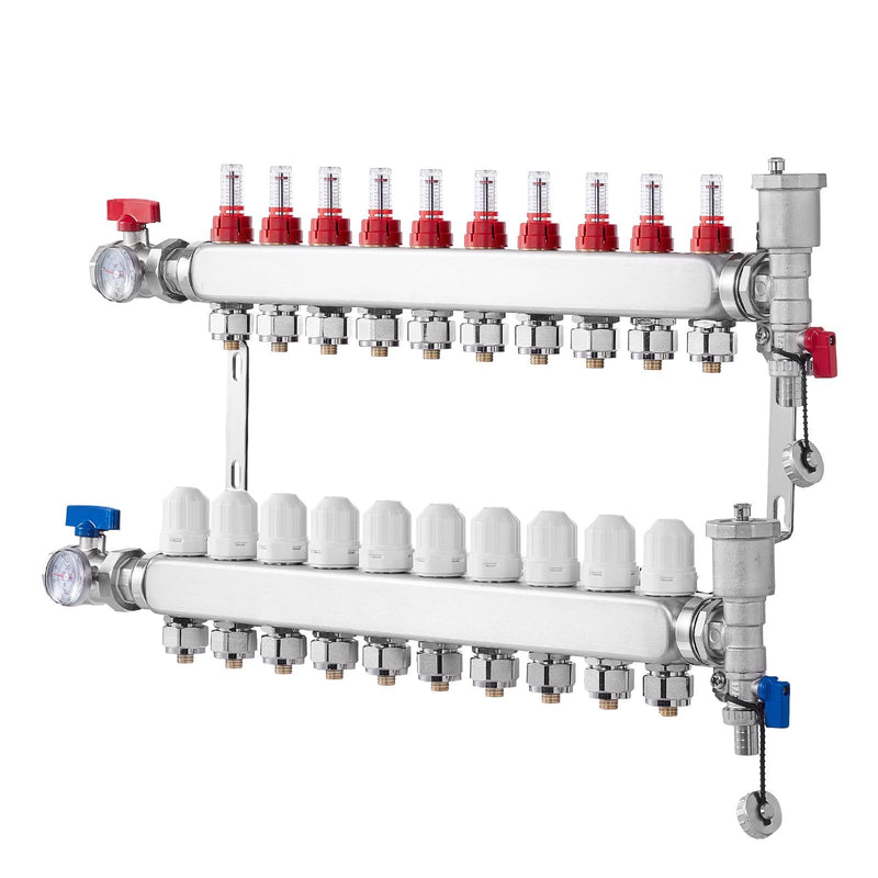 10-Branch Radiant Heat Manifold, 1/2