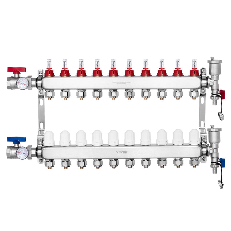 10-Branch PEX Radiant Heat Manifold 1/2