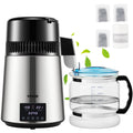 4L Water Distiller 1.5L/H Dual-Temp Timer Silver Stainless