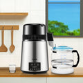 4L Water Distiller 1.5L/H Dual-Temp Timer Silver Stainless