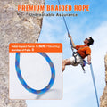 10.2mm Dynamic Climbing Rope, 40M(131ft) Outdoor Rock Climbing Rope 25KN Breaking Tension, Stretchable Fiber Rope with Steel Snap Hooks for Escape, Rappelling, Fire Rescue, Blue