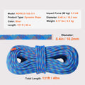 10.2mm Dynamic Climbing Rope, 40M(131ft) Outdoor Rock Climbing Rope 25KN Breaking Tension, Stretchable Fiber Rope with Steel Snap Hooks for Escape, Rappelling, Fire Rescue, Blue