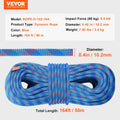 10.2mm Climbing Rope 50M 25KN Blue Steel Snap Hooks Outdoor