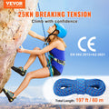 10.2mm Climbing Rope 60m Blue 25KN Breaking Tension Steel Hooks