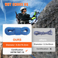 10.2mm Climbing Rope 70M Dynamic 25KN Blue Steel Snap Hooks