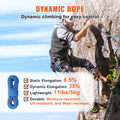 10.2mm Climbing Rope 70M Dynamic 25KN Blue Steel Snap Hooks